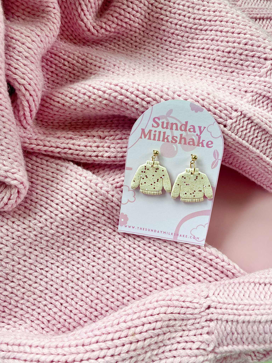 Glittered Knit Sweater Drop Earrings