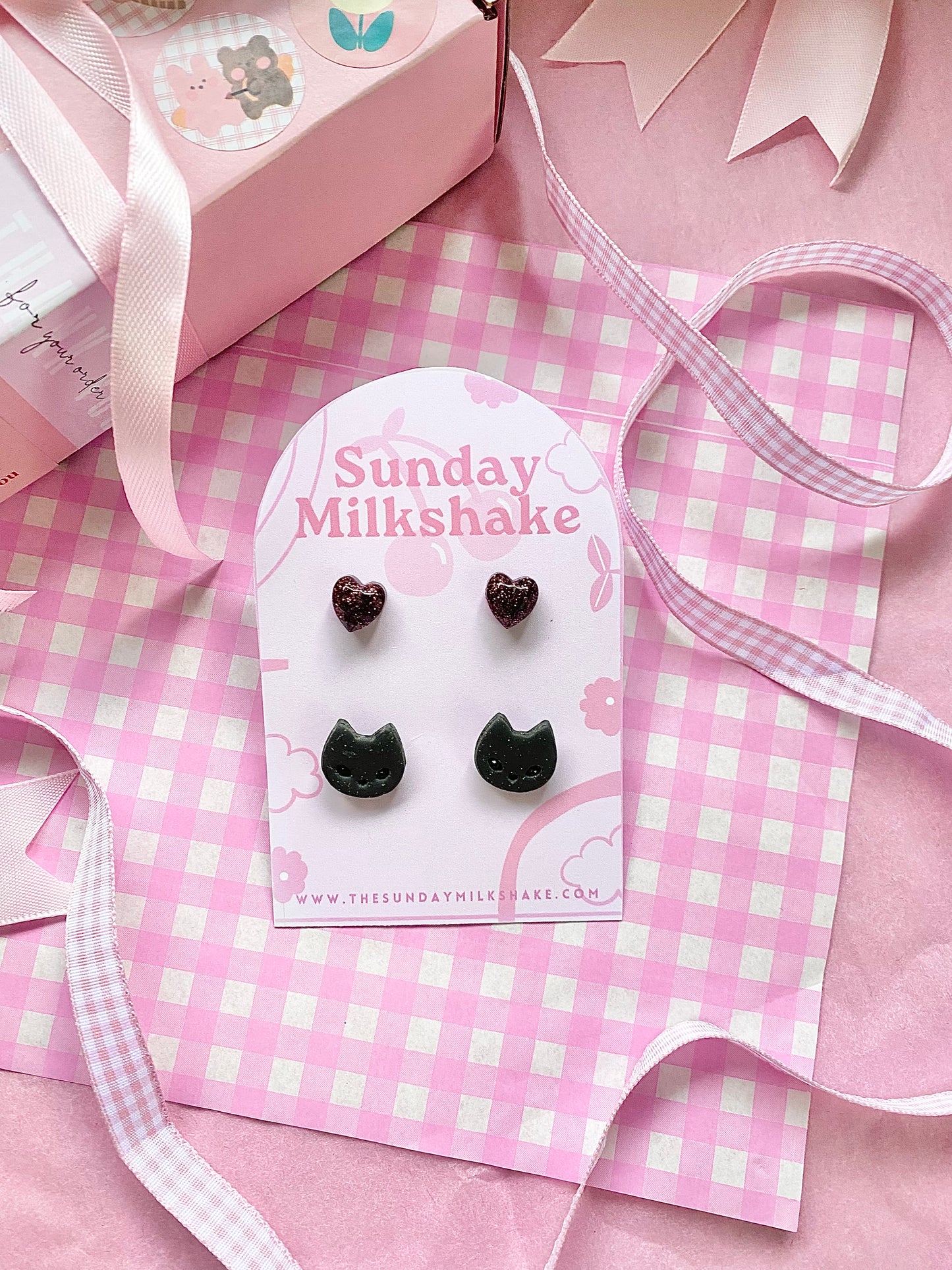 Halloween Black Cat and Gem Pair