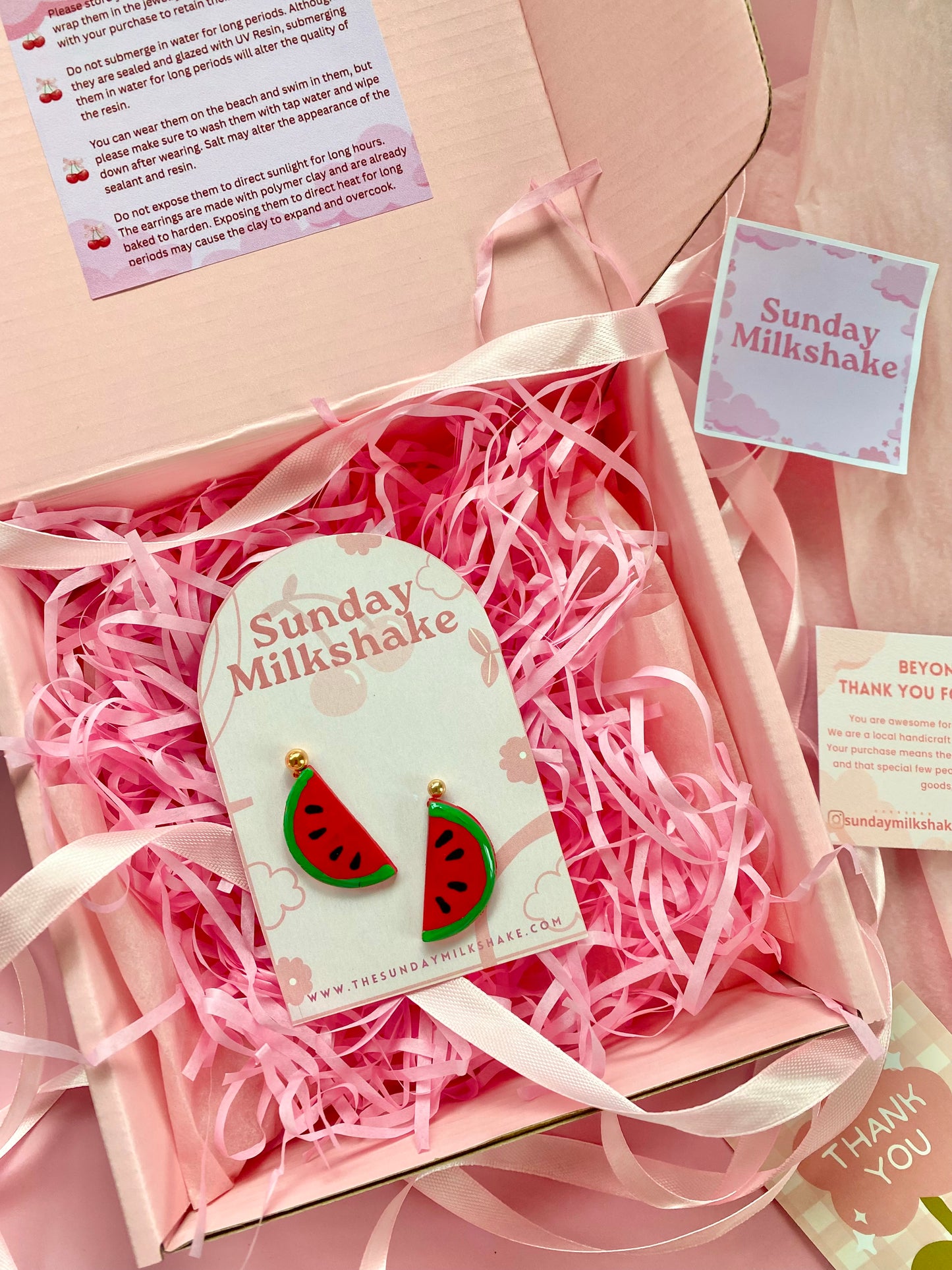 Summer Watermelon Drop Earrings