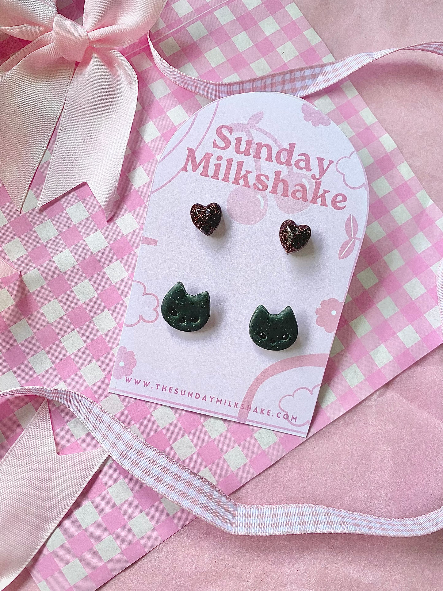 Halloween Black Cat and Gem Pair