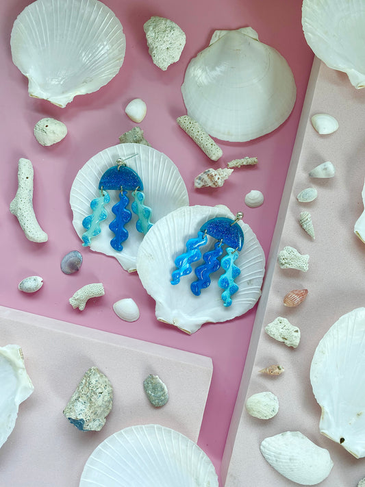 Oceania Blue Jellyfish Drop Earrings