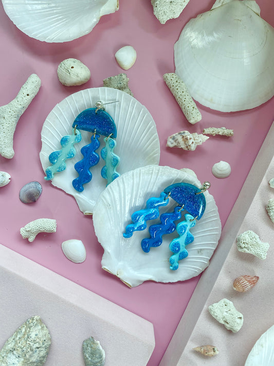 Oceania Blue Jellyfish Drop Earrings
